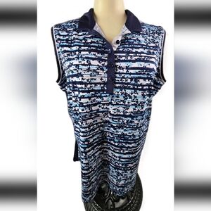 Callaway Womens Navy Blue White Sleeveless Golf Pickle Ball Tennis  Polo Shirt